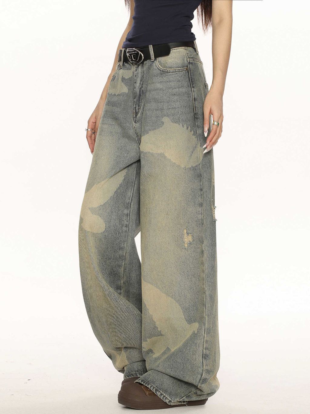 High-grade Pigeon Printed Personalized Chic Jeans